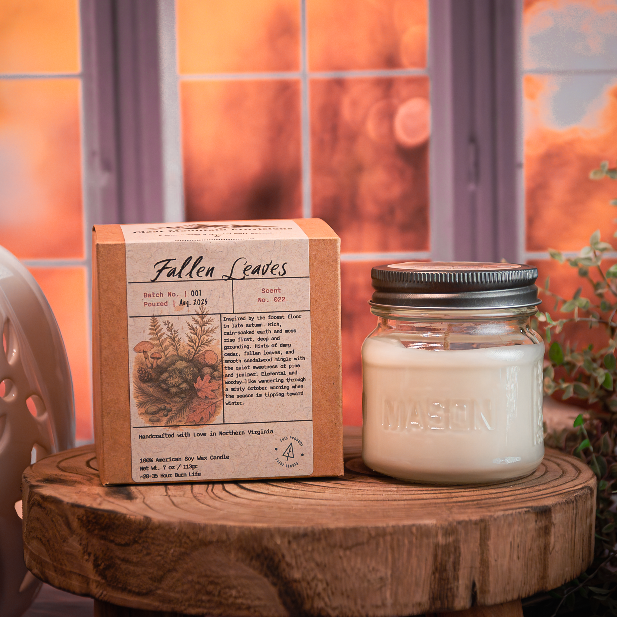 Nature-inspired candle with grounding woodsy scent – Fallen Leaves