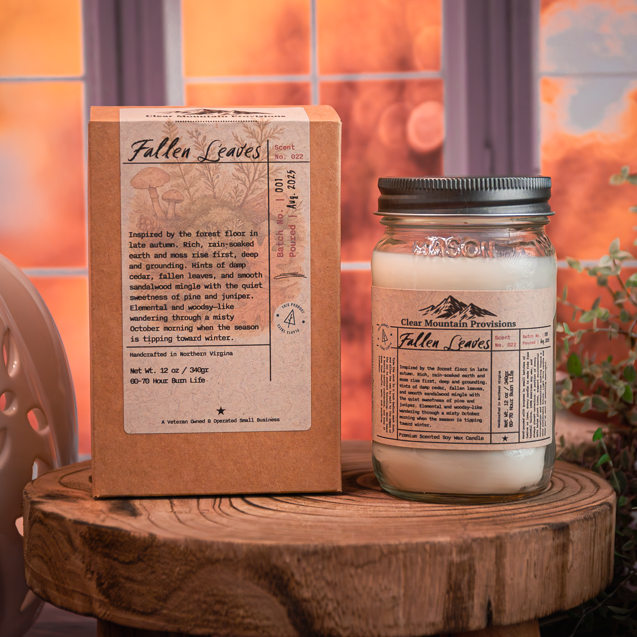 Nature-inspired candle with grounding woodsy scent – Fallen Leaves